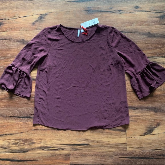 ELLE large dark purple 3/4 sleeve women’s shirt - Picture 1 of 4